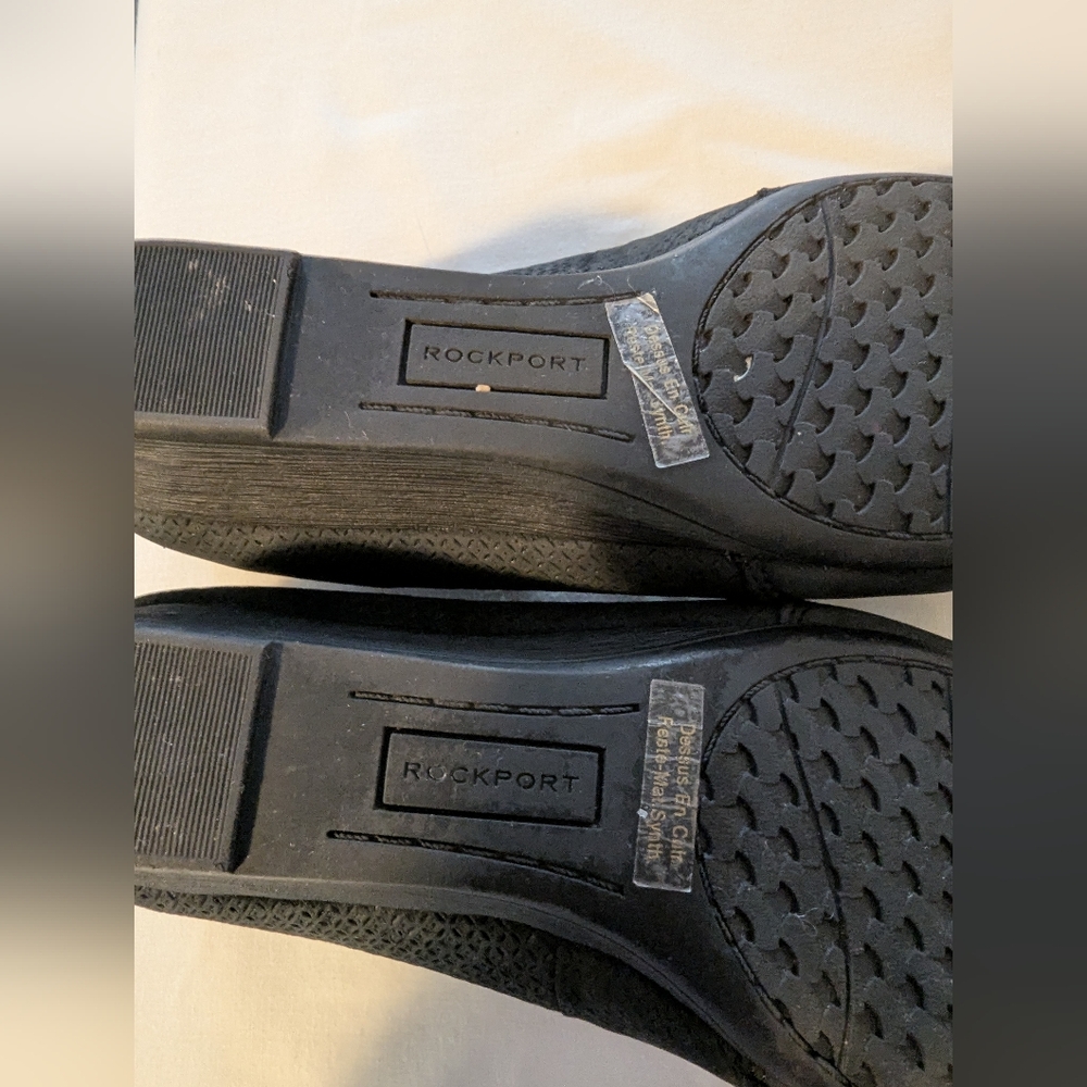 Rockport Tru365 Comfort size 10 EU 41.5  black heels wedge shoe. Leather Upper. - Picture 7 of 8